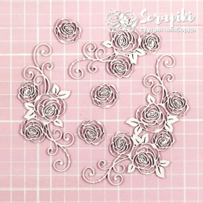 Chipboards Scrapiki - Flower Set Weeding Rose