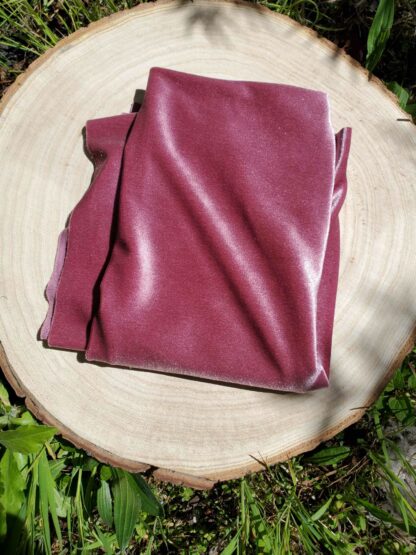 Tissu velours extensible vieux rose