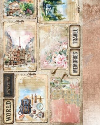 Art Alchemy - Memories from the trip - tags à découper 1 feuille 15x30