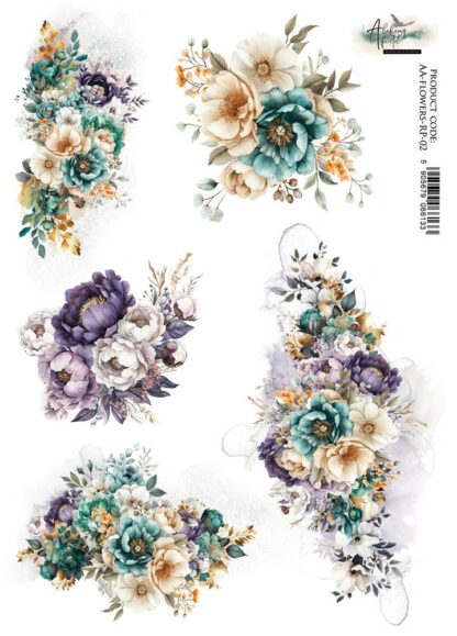 Art Alchemy - In Shades of Blue - Flowers 2 Rice paper