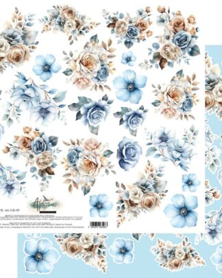 Art Alchemy - In Shades of Blue - Extra to cut flower 30x30